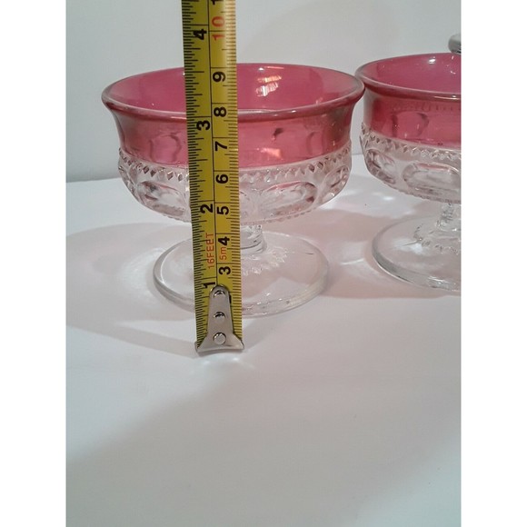 Tiffin Franciscan Glass KING's CROWN Clear Ruby flashed Champagne/Sherbet X 5 - Picture 6 of 6